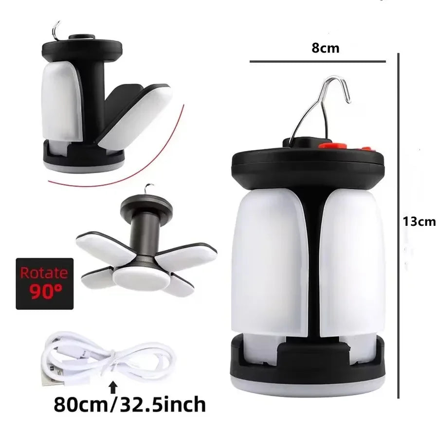 High Power Solar LED Camping Lantern USB Rechargeable 1000LM Emergency Power Bank Foldable 6 Light Modes for Camping Fishing Oasis Select