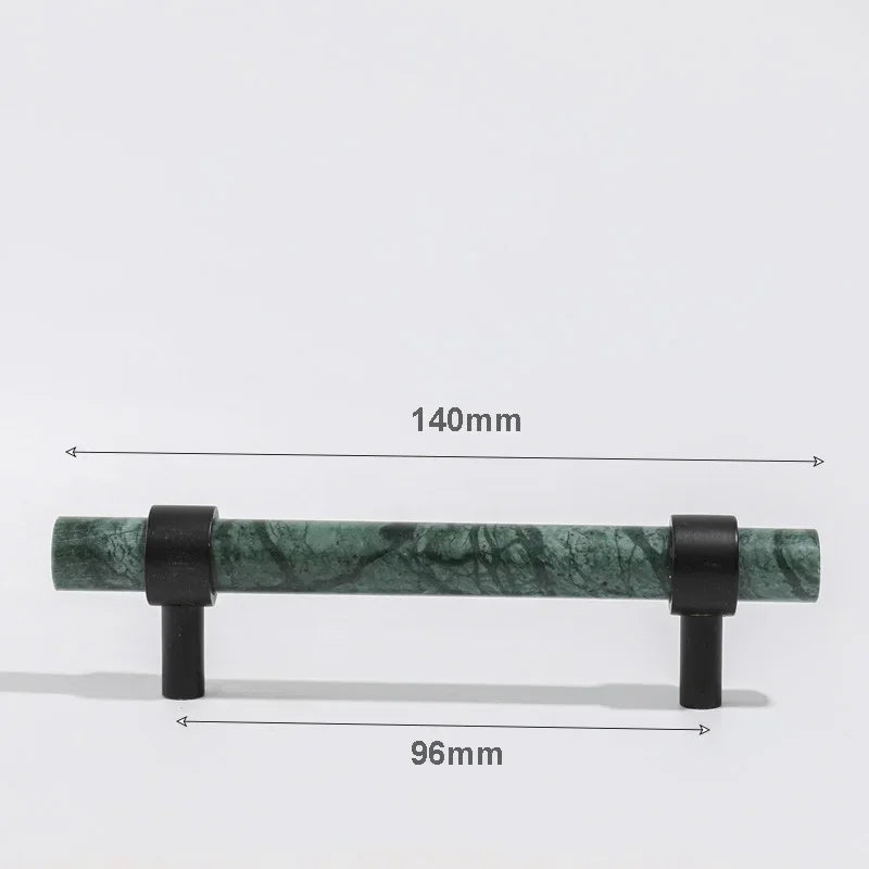 Green Cabinet Marble Handle Black Brass Hardware Wardrobe Pull Natural Stone Drawer Knobs Furniture Bar Oasis Select green 140mm