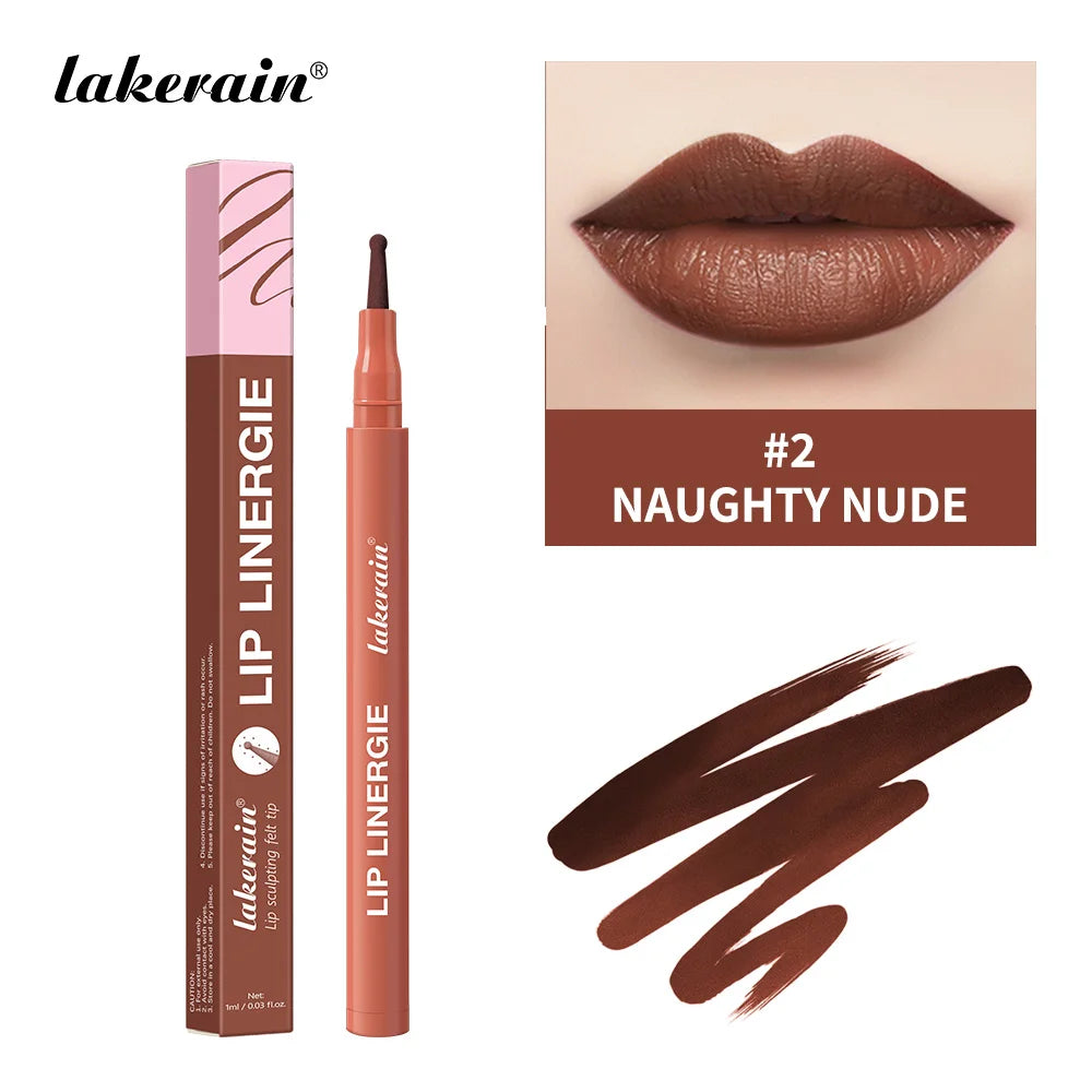 Lakerain Lip Liner Pencil Ballpoint Felt Tip Transfer-proof Lip Liner Stain Smudge-proof Waterproof Lip Liners Natural Makeup Oasis Select 2 NAUGHTY NUDE