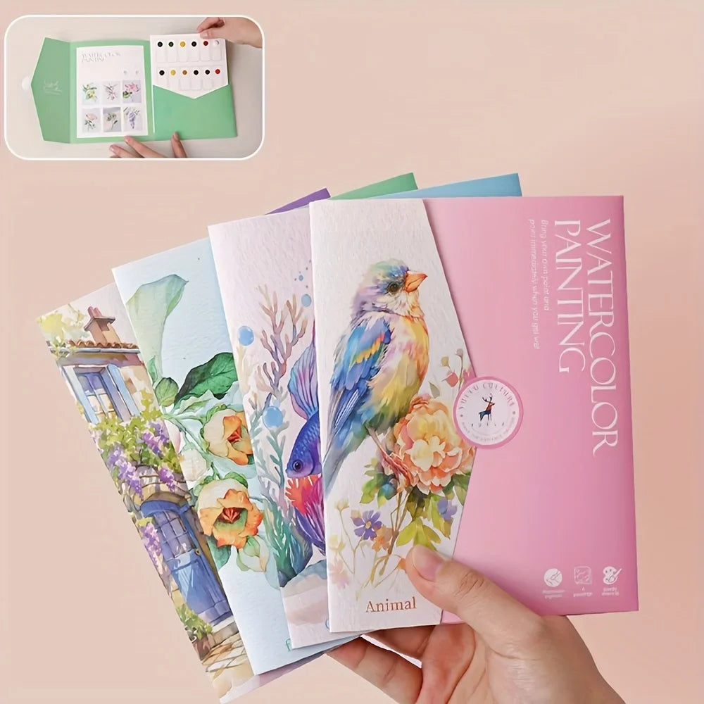 A Set of Creative Watercolor Painting Tools - Adult Coloring Book with Landscape and Floral Patterns Oasis Select