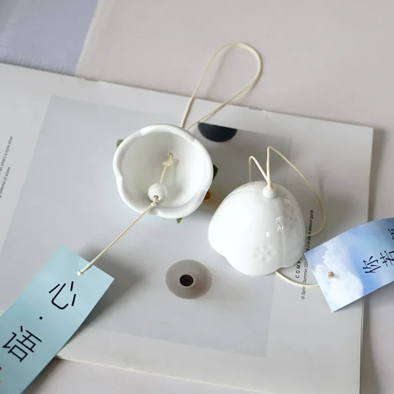 Japanese Home and Wind Chime Orchid Ceramic Wind Chime Hanging Garden Ornament Oasis Select