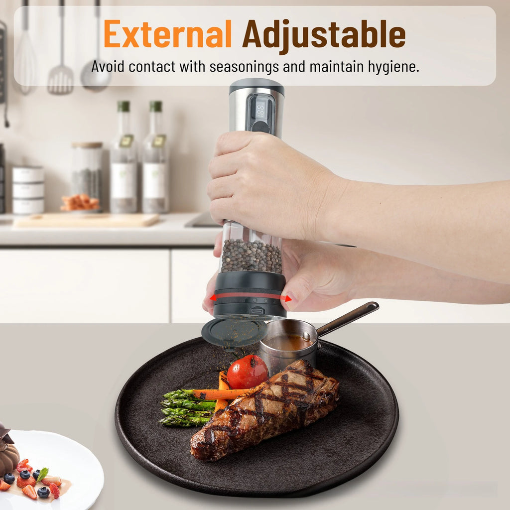 Electric Salt & Pepper Grinder Set – Rechargeable LED Indicator