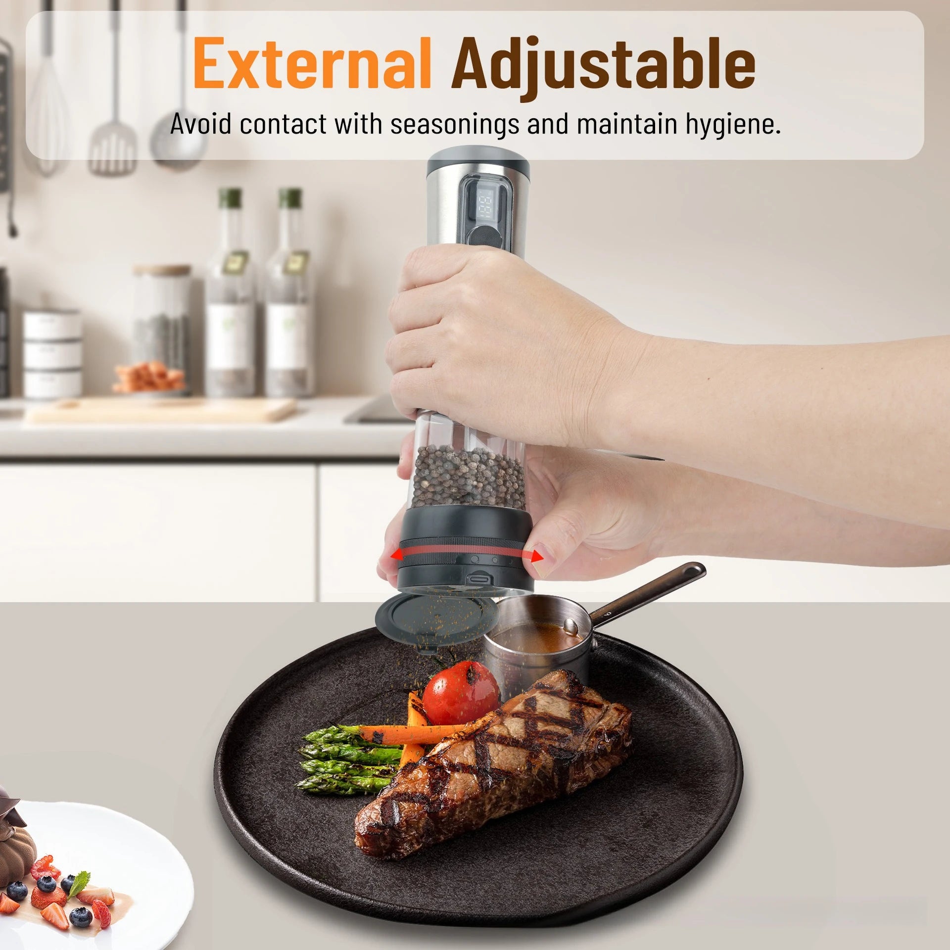 Electric Salt & Pepper Grinder Set – Rechargeable LED Indicator