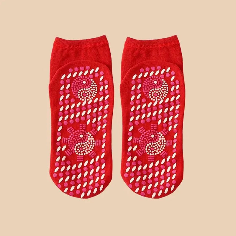 1/2/4/6pairs Self-Heating Socks Winter Warm Thermal Health Care Socks Slimming Health Short Sock Magnetic Therapy Health Sock Oasis Select 1pairs red