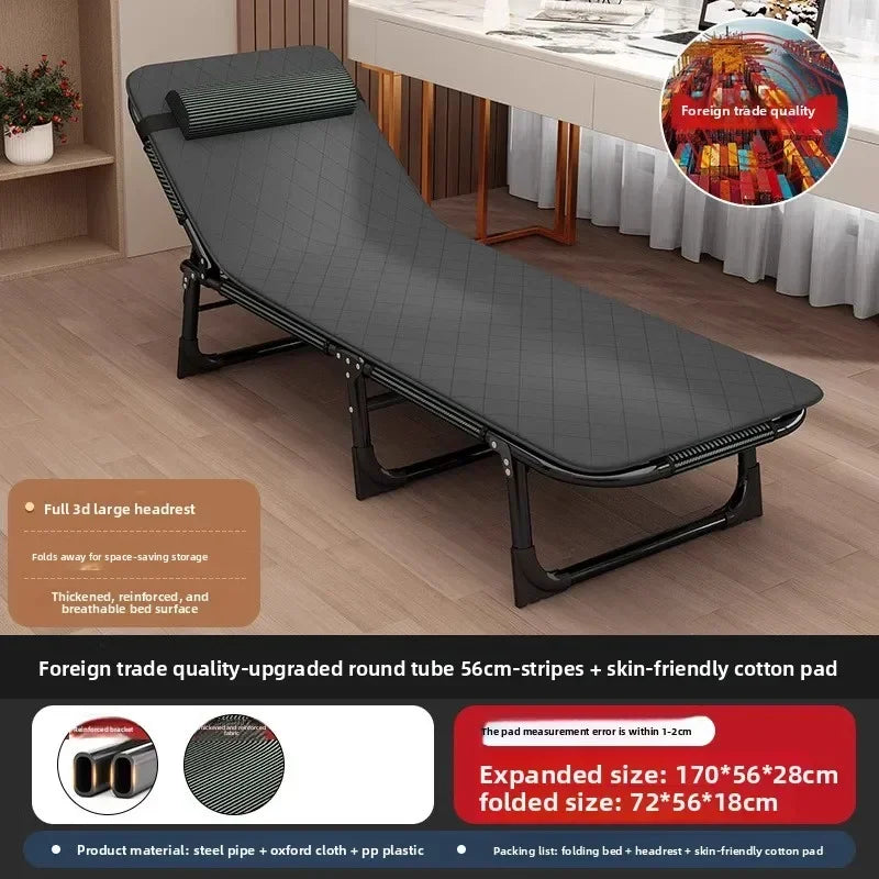 Folding bed single household simple lunch break office adult march outdoor small bed escort recliner sturdy and durable Oasis Select 56-170 Green Stripe 2