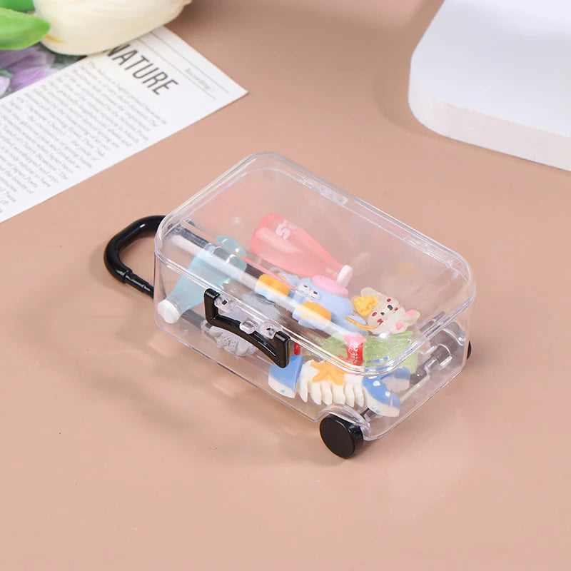 Mini Trolley Luggage Storing Doll Clothes Shoes Jewelry Cute Plastic