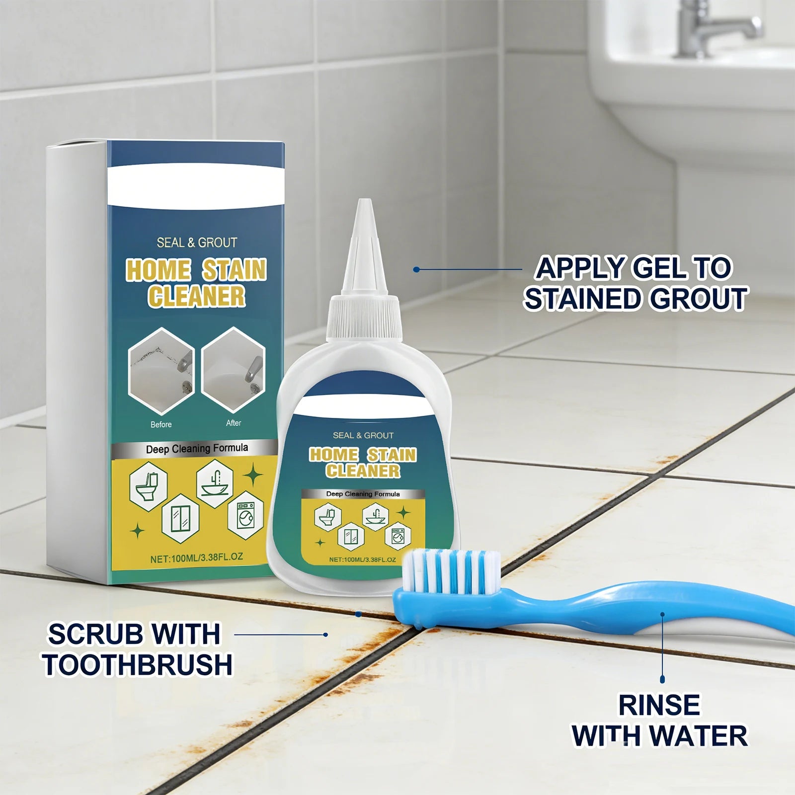 Home Stain Cleaner Remove Stain Multipurpose Household Decontamination Cleaning Gel for Sealing Ring Gap Mold Stains Cleansing Oasis Select