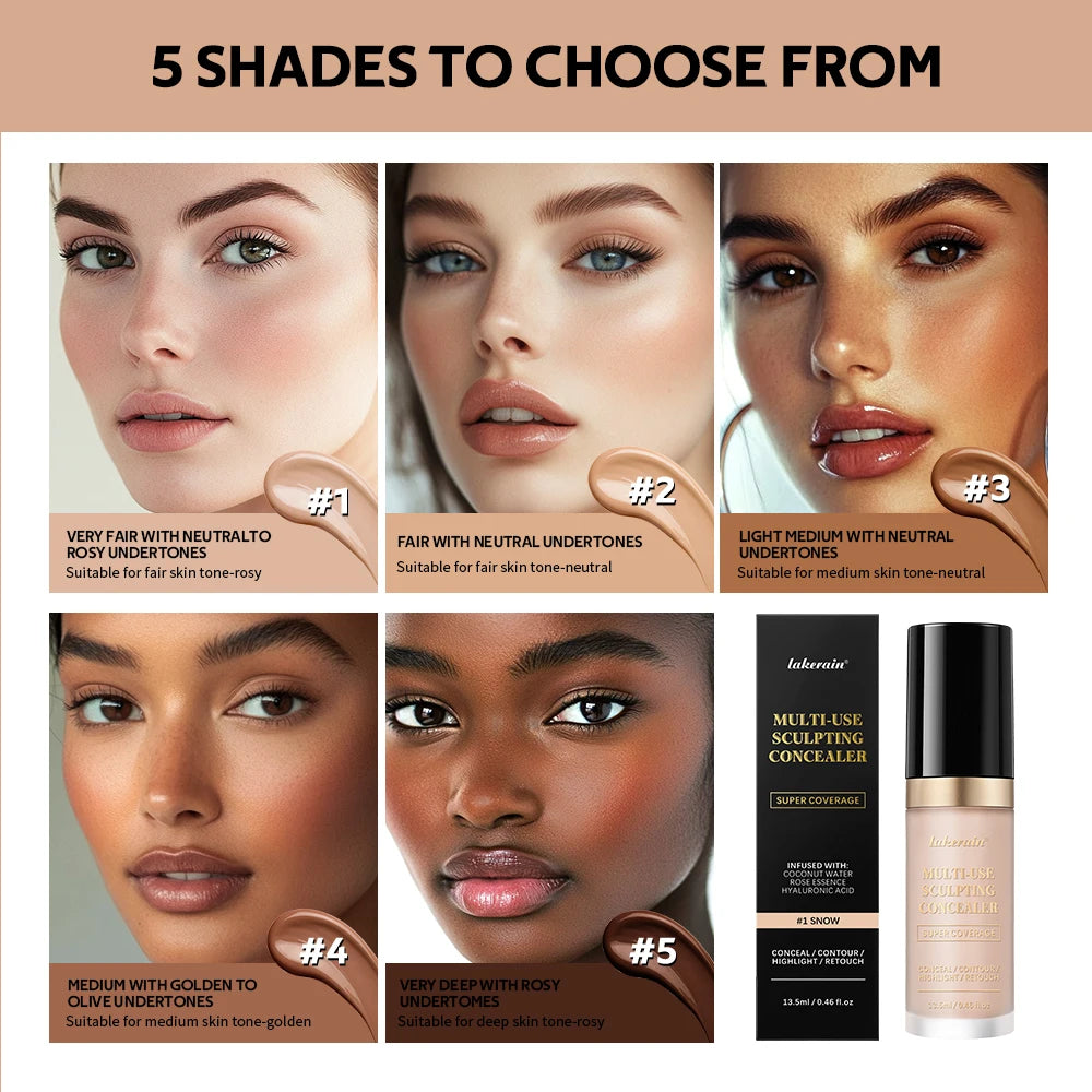 Multi-Use Foundation Long-lasting Matte Waterproof Oil Hight Full Coverage Highlight and Retouch Face Makeup for Women Lakerain Oasis Select