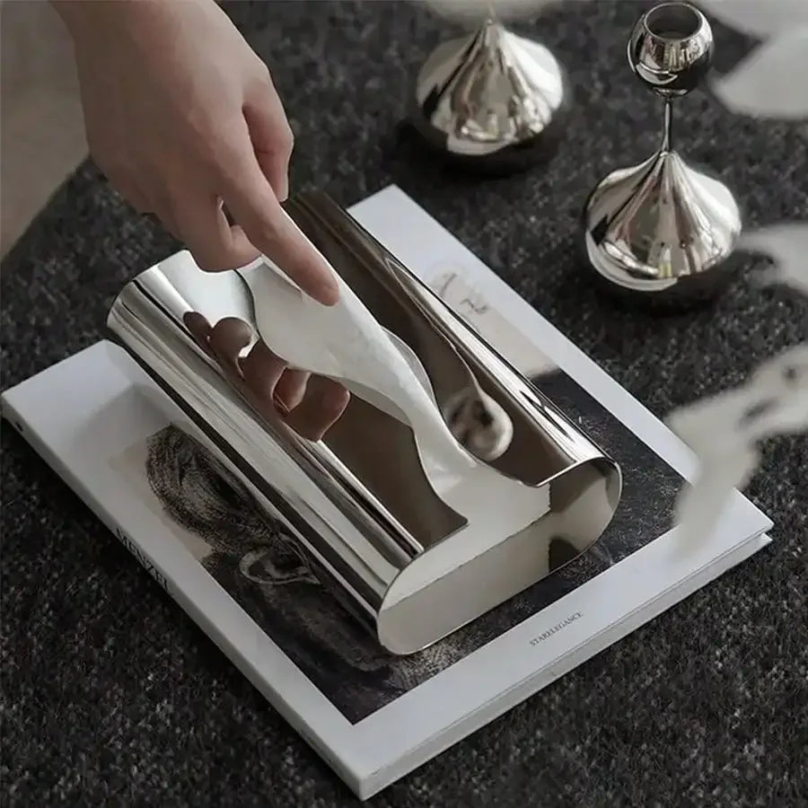 Nordic Stainless Tissue Case Mirror Napkin Holder Silvery Napkin Box Desktop Tissue Box Table Decoration Kitchen Accessories Oasis Select