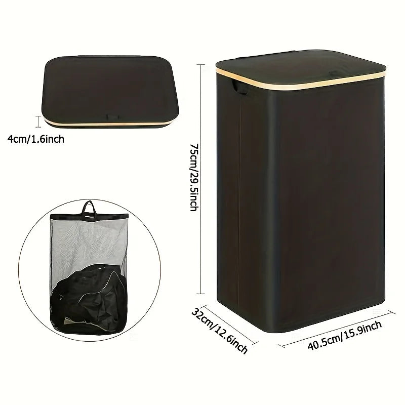 Foldable laundry basket with lid, household large-capacity laundry storage basket, bathroom clothes storage hamper Oasis Select