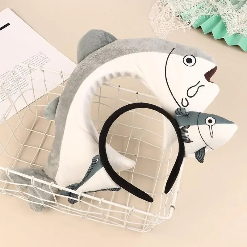 Popular Cute Fish Shape Hairband Wash Face Hair Accessory For Girls Cute Plush Salted Fish Hair Hoop Wash Face Hair Clips Oasis Select