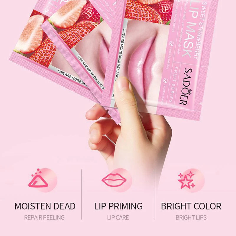 SADOER 30pc Fruit Collagen Lip Mask – Moisturize & Plump Lips Collagen Lip Mask Oasis Select