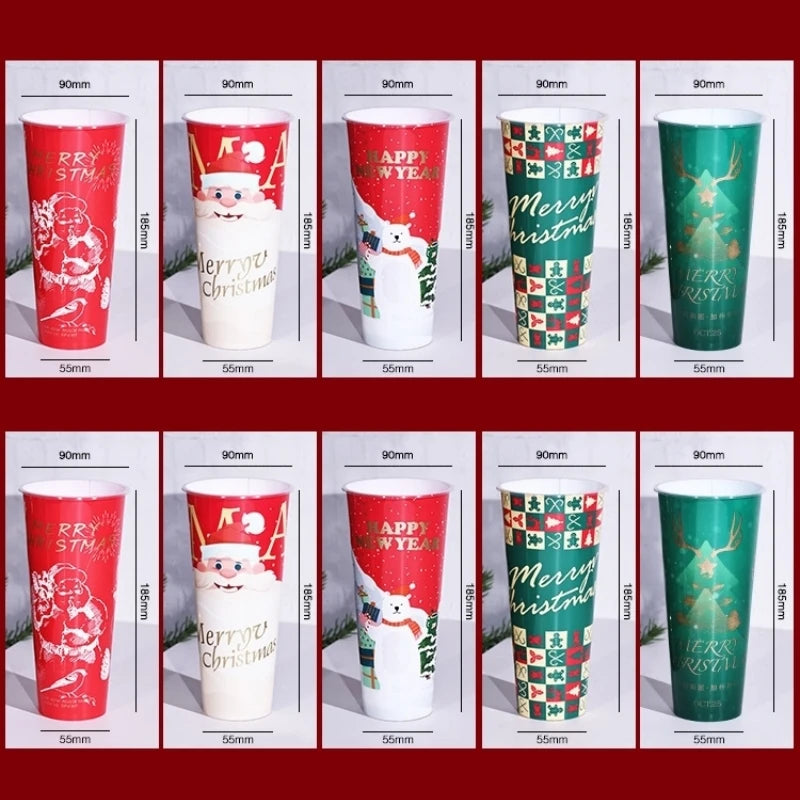 10Pcs 22oz Large Coffee Cup Set- Leakproof Thermal Mugs with Lids Travel Cups for Hot/Cold Drinks Reusable Christmas Party Cups Oasis Select 10Pcs