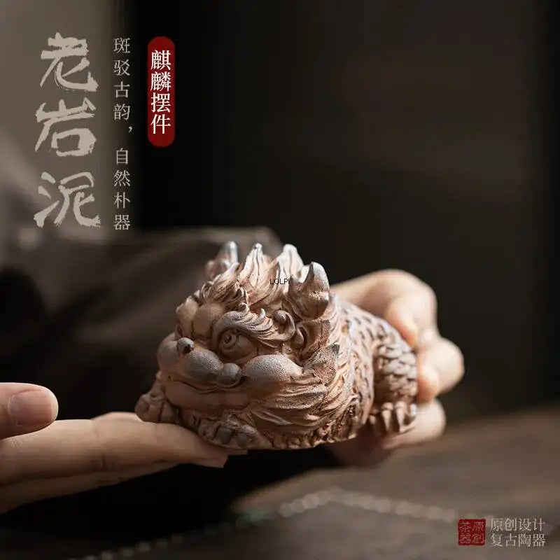 Old Rock Clay Kirin Ornament Tea Table Tea Pet Kung Fu Tea Play Accessories Tea Player Home Car Craft Oasis Select