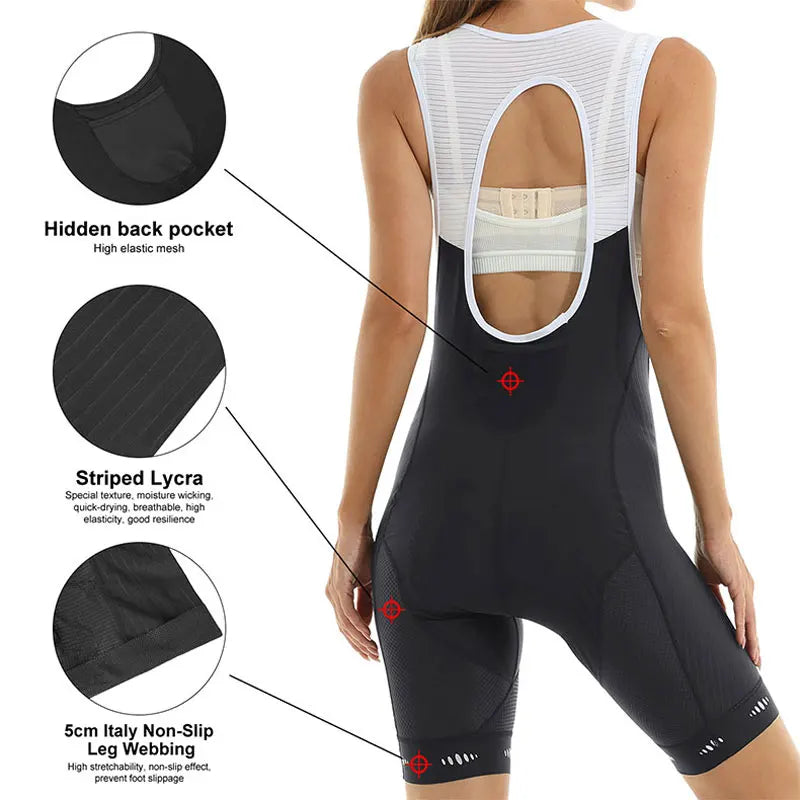 X-TIGER Cycling Bib Shorts Women Padded MTB Shorts Ride 6 Hours Biking Tights Slim Fit UPF 50+ Sports Shorts Hidden Back Pocket Oasis Select