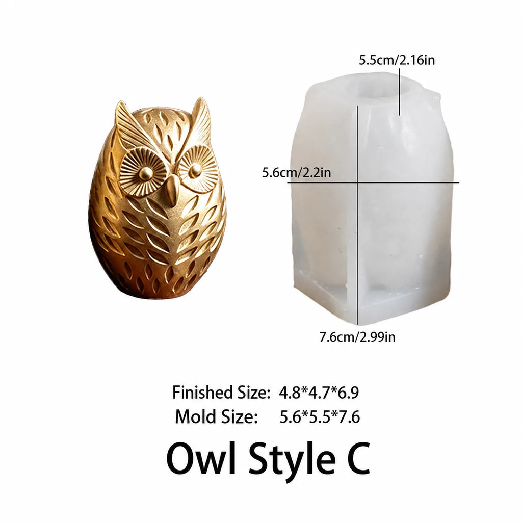 Owl Plaster Mold Translucent Silicone Candle Molds 3d Owl Silicone Mold Compact Owl Candle Mold For Handmade Gift Craft Teaching Oasis Select Clear White Gold C