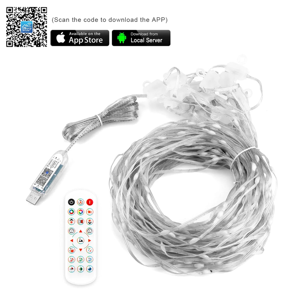 LED Curtain Ambient Lighting String RGB Programmable Smart Lamp Chain 100+ Scene Lights,USB 5V,Christmas Home Ambinet Decor Oasis Select