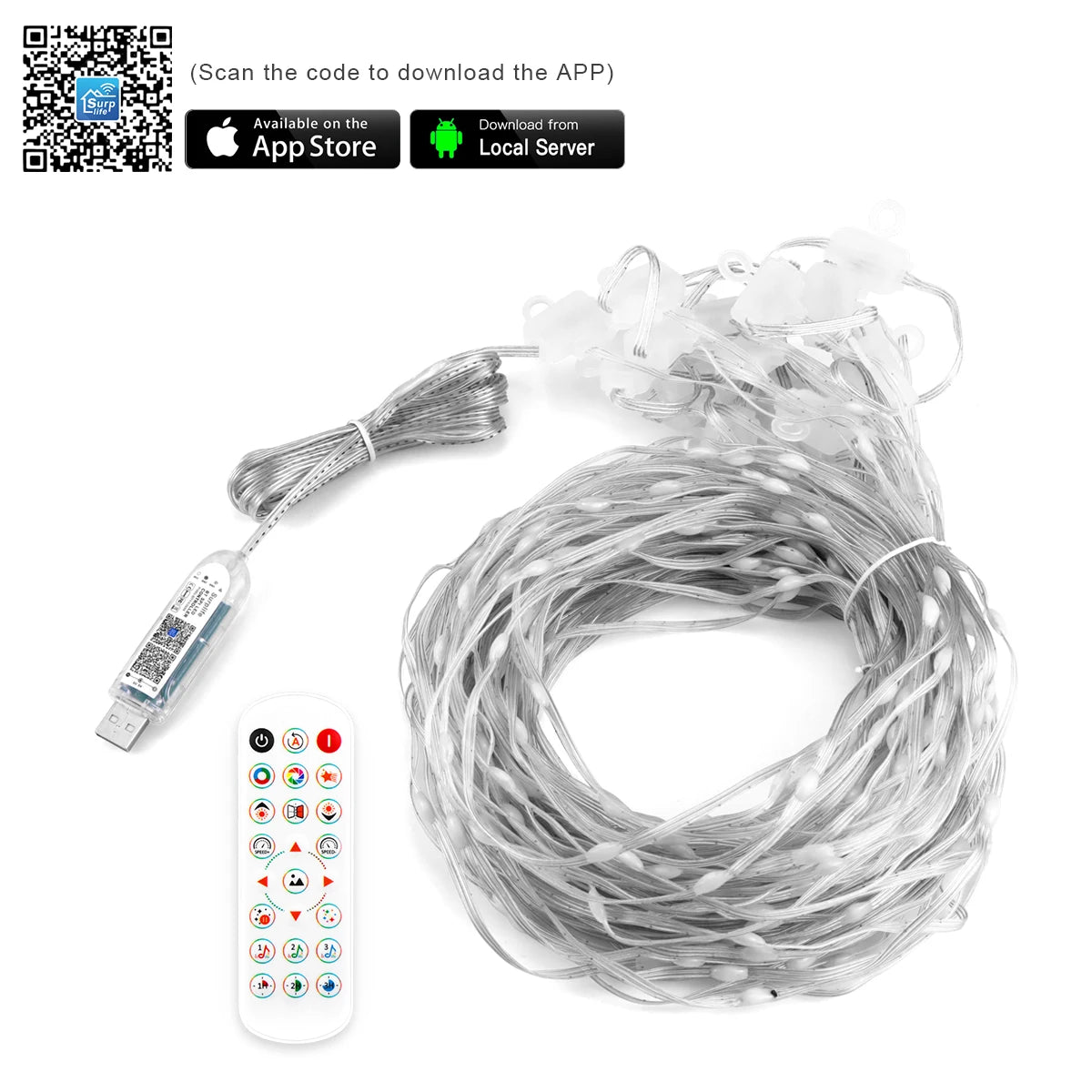 LED Curtain Ambient Lighting String RGB Programmable Smart Lamp Chain 100+ Scene Lights,USB 5V,Christmas Home Ambinet Decor Oasis Select