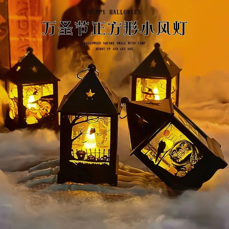 Creative Halloween Portable Pumpkin Wind Lantern Atmosphere Ornaments Holiday Decorations Photo Props Halloween Gifts Oasis Select