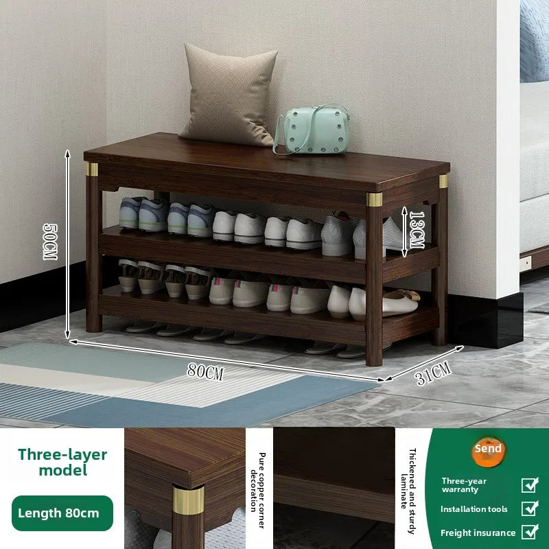 New Chinese-style shoe change stool, shoe stool at the door simple bench stool at home, shoe rack shoe store shoe test stool Oasis Select Layer 80cm