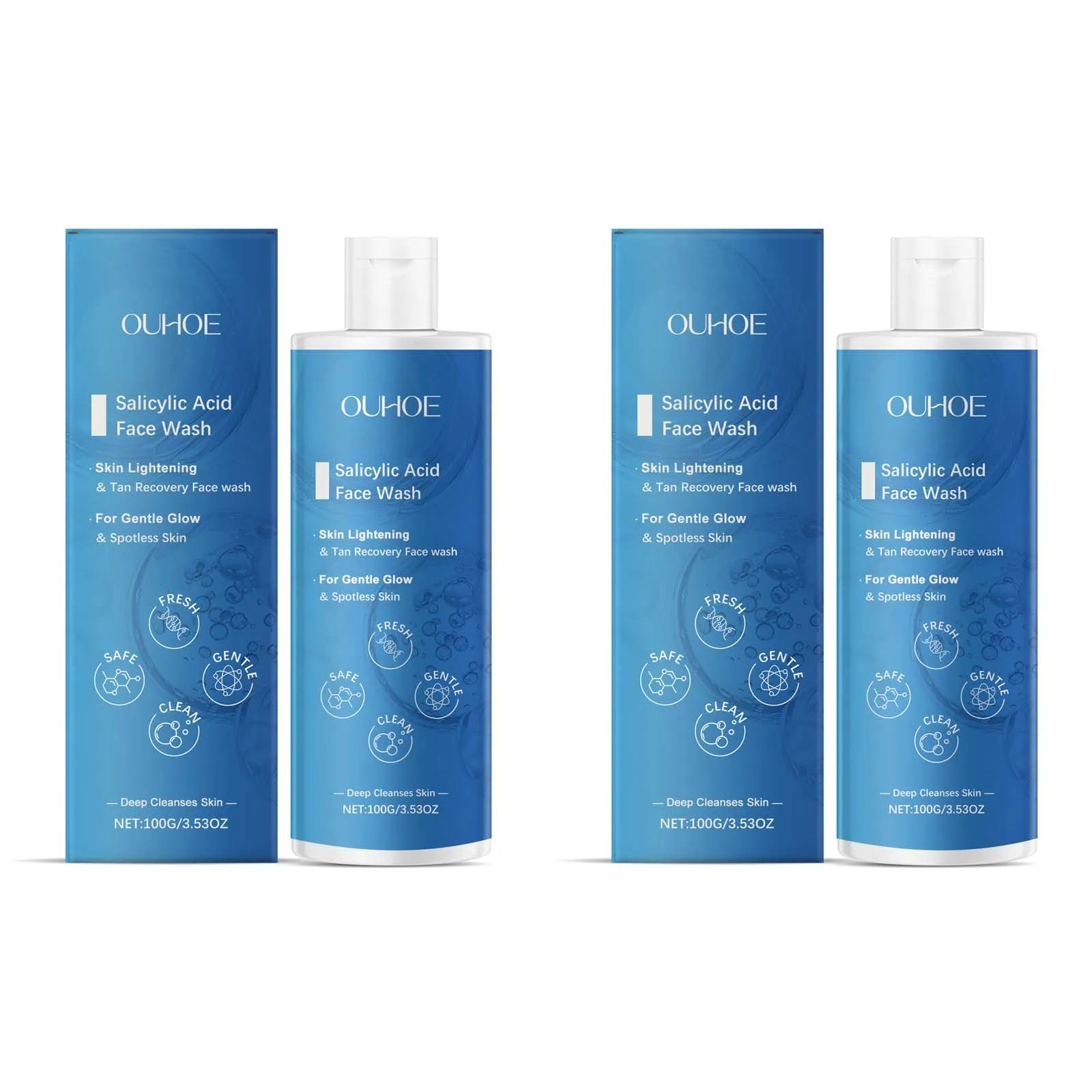Salicylic Acid Facial Cleanser Acne Treatment Moisturizing Oil Control Skincare Face Wash Cleansing Pore Hydrating Skin Care Oasis Select 2Pcs