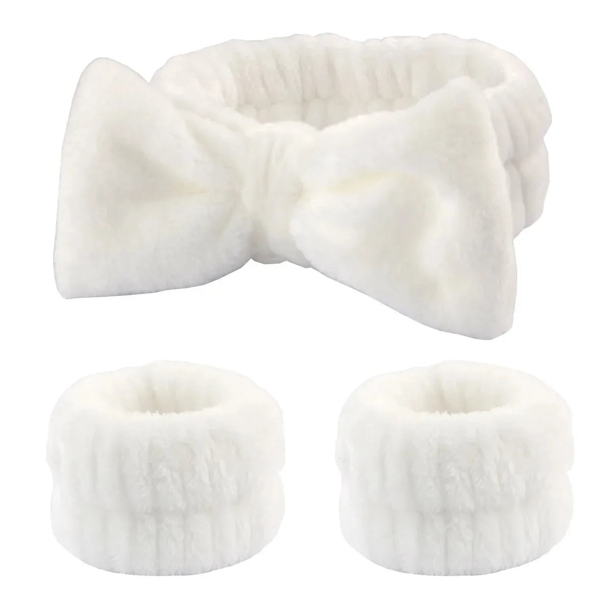 Wash Face Headbands For Women Coral Fleece Hair Bands Cuff Waterproof Bands Absorbent Wristbands Head Band Hair Accessories Set Oasis Select 3Pcs White Coral fleece