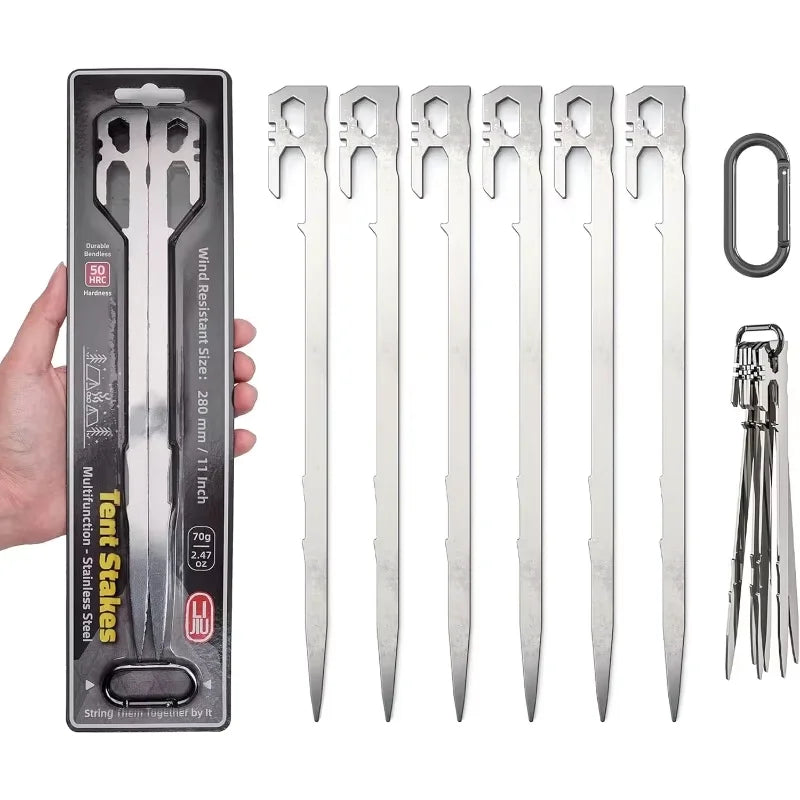 Stainless Steel Tent Stakes Heavy Duty Ground Stakes Lightweight Camping Essentials for Tent Camper Oasis Select