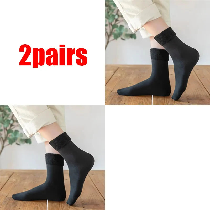 1/3/5pairs Women'S Velvet Thick Floor Socks Home Sleeping Socks Winter Warm Soft Warm Plush Sock Girls Solid Color Velvet Socks Oasis Select black 2