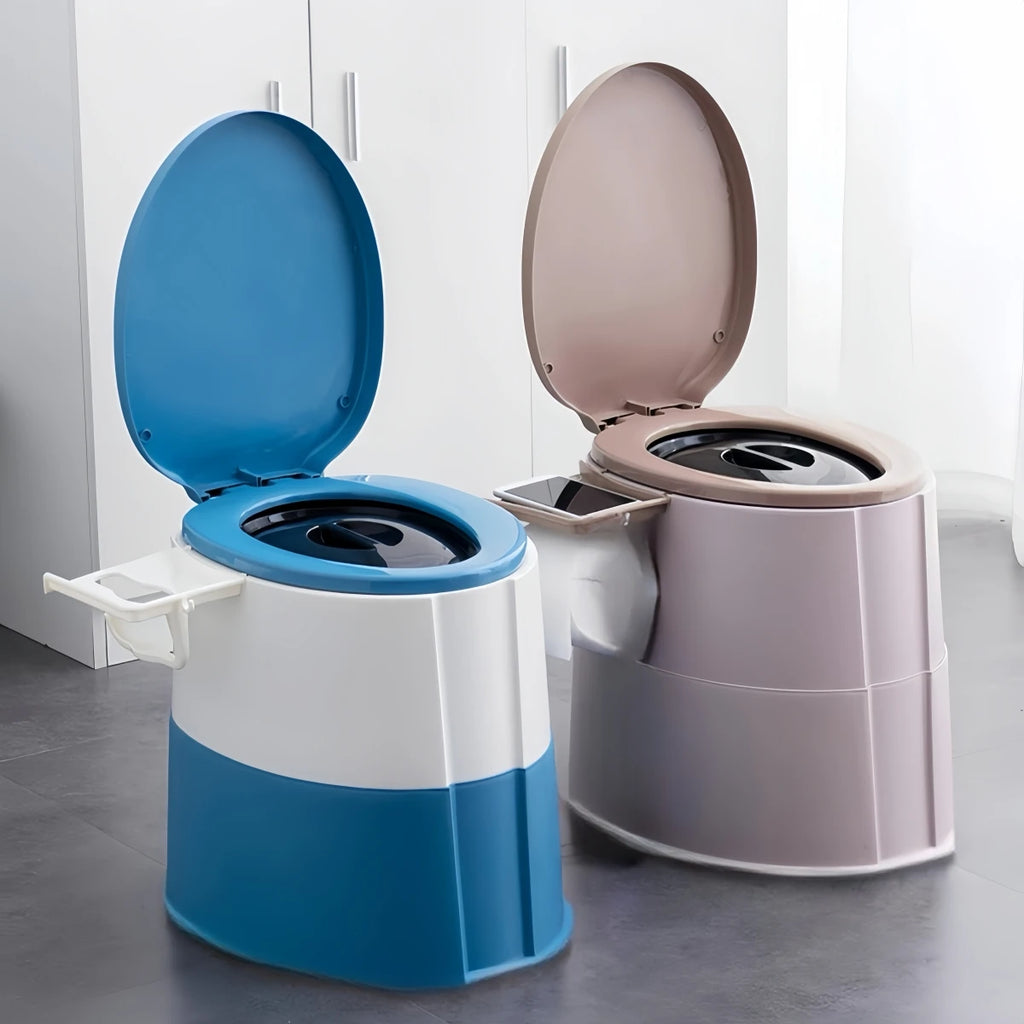 1 Piece Pink/Grey/Khaki/Blue Portable Mobile Toilet with Lid for Camping, Outdoor, Bathroom, Bedroom, Balcony, Hiking, Rv, Travel, Pregnant Women, Disabled People, Elderly, People with Limited Mobility, Bedridden People, Equi Oasis Select