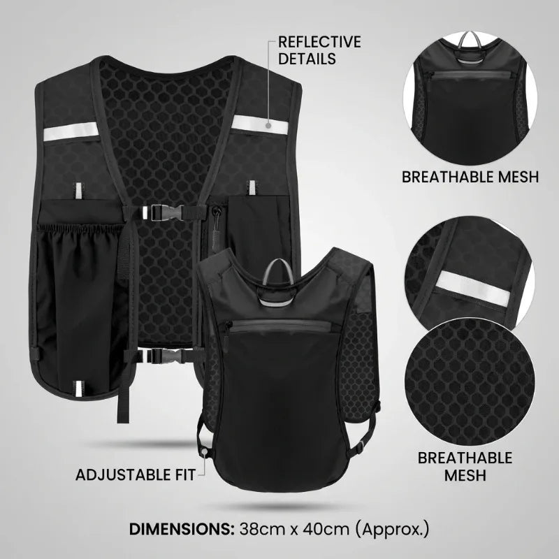 1pcs Running Water Bottle Storage Vest Lightweight Reflective Hydration Chest Pack with Phone Holder for Jogging Hiking Cycling Oasis Select