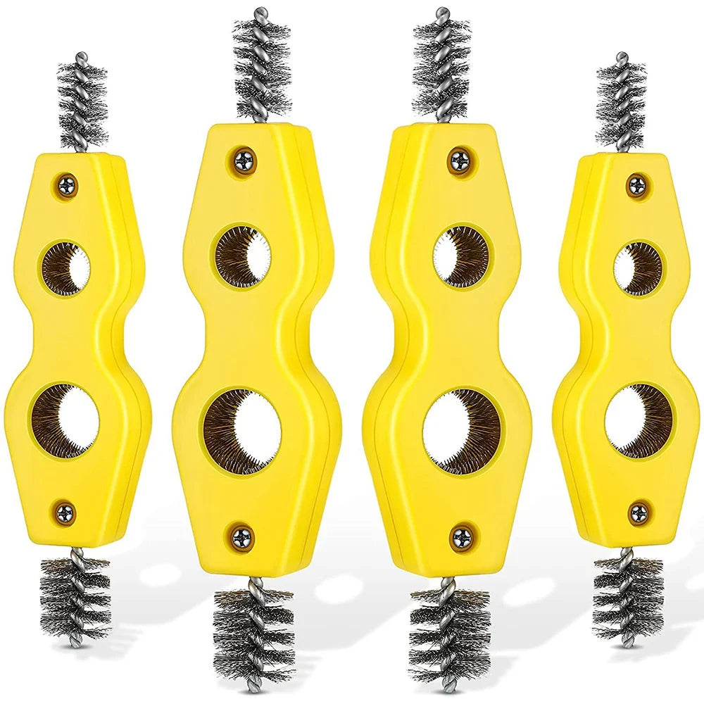LIKE WISH 4Pcs Copper Tubing Brush Copper Pipe Cleaner 4 In 1 Pipe Brush Cleans Inside And Outside Thread Cleaner Plumber Brush Oasis Select Yellow