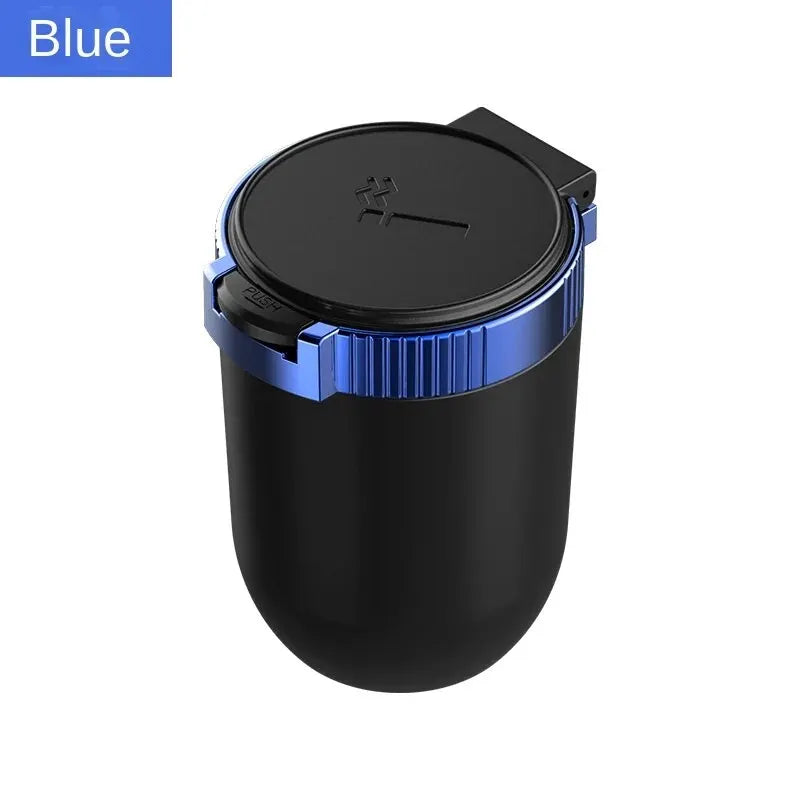 Car & Home Ashtray with Lid & Blue LED Light | ABS + Metal