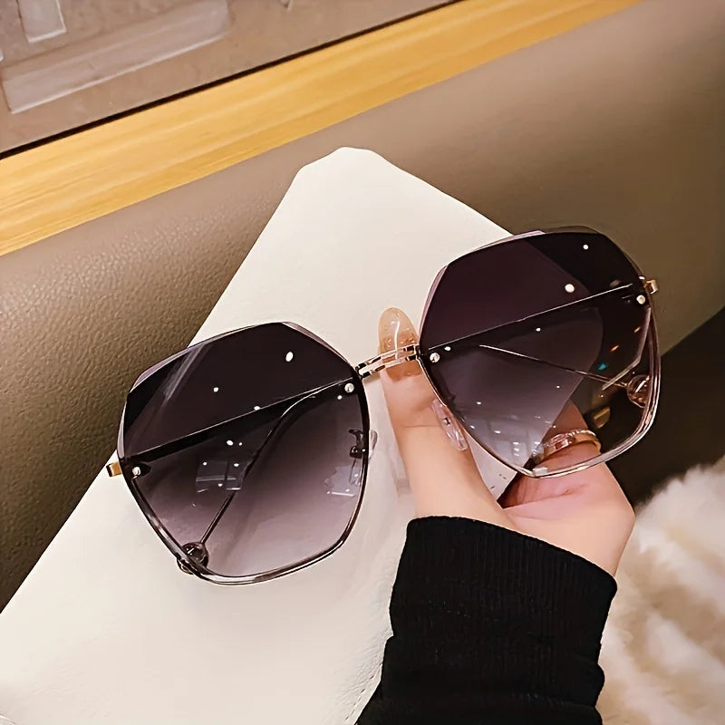 1pc Fashion Frameless Gradient Glasses,Trendy Metal Eyewear for Women& Men,Stylish Lightweight Eyewear,Summer Fashion Sunglasses Oasis Select