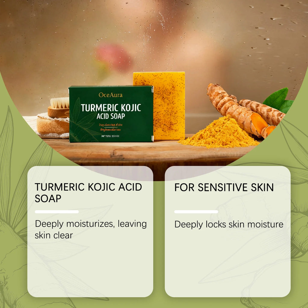 OceAura Turmeric Kojic Acid Soap – Dark Spot Remover 100g Brightening Facial Soap Oasis Select