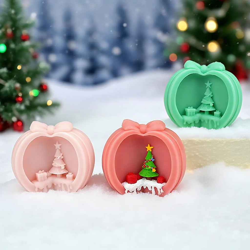 3D Apple Christmas Tree Silicone Wax Candle Mold DIY Christmas Apple Aromatherapy Gypsum Dropping Resin Home Decoration Gift Oasis Select