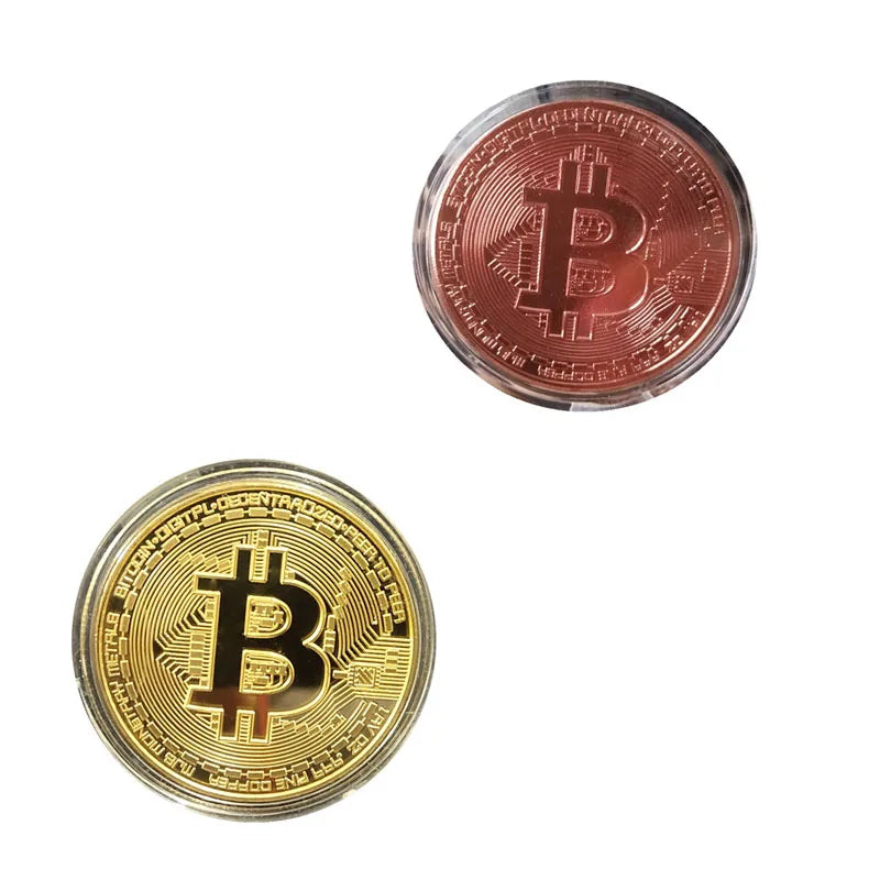 1/2/3/4pcs Gold Plated Coin Art Collection Gold Plated Physical Bitcoins Bitcoin Gift Physical Metal Antique Imitation Coins Oasis Select 2pcs Mixed