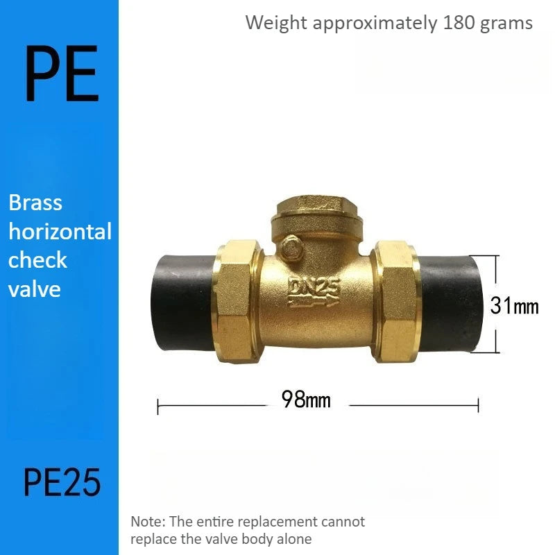 Brass PE Check Valve, One-way Valve, Double Union, Horizontal Double Connection, Horizontal/vertical, Double Hot Melt Oasis Select PE25 DN20