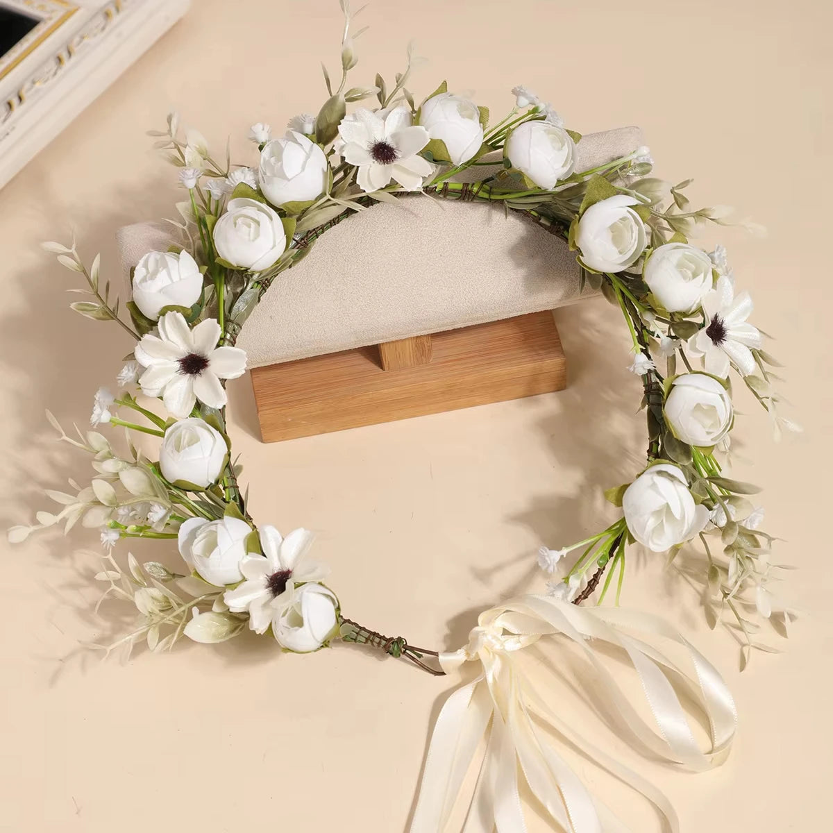 Forest Style Garland Bride Super Fairy Simulated Baby's Breath Flower Headdress Kidsren's Photo Hair Accessories Oasis Select White