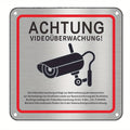 Aluminum Alloy Wall-Mounted Surveillance Camera Signage - German Text & Symbols - Metal Security System Plaque Oasis Select 1PC