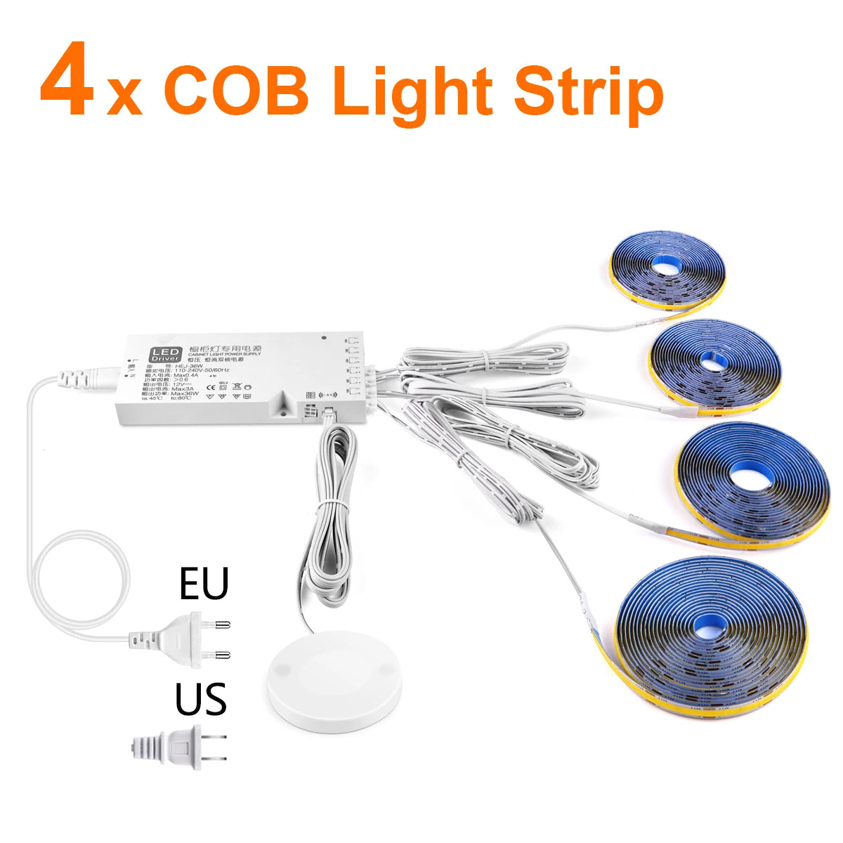 DIY COB Strip Light Can Cut,Touch Dimmable COB Lamp Ribbon Embeddable Wood Grain Grille Decor Wall Ceiling Ambinet Lighting Oasis Select 4PCS Lamp Tape Warm White US Adapter|3M Set