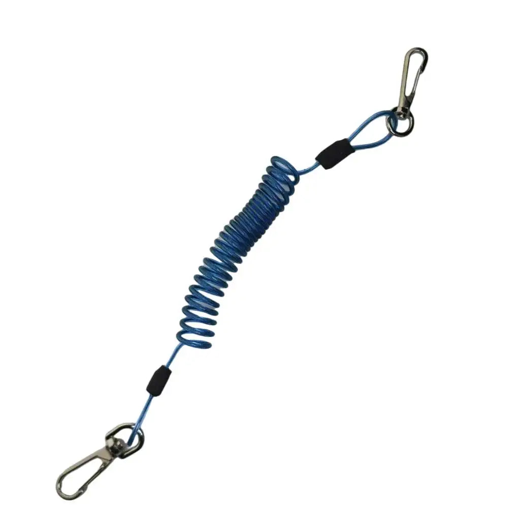 1.6Meters Fishing Retention Rope Stretch Wire Core Fishing Lanyard with Carabiner Boating Retractable Safty Spring Coil Rope Oasis Select