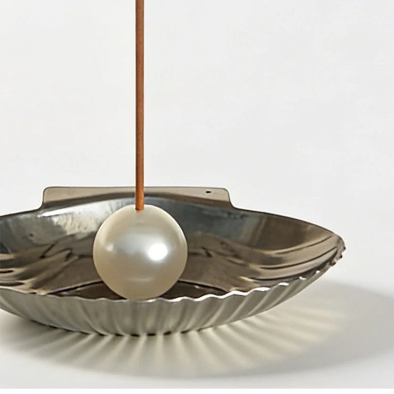 Stainless Steel Seashell-Shaped Incense Holder Portable Minimalist Mosquito Coil Tray Decorative Metal Pearl Incense Rack Oasis Select