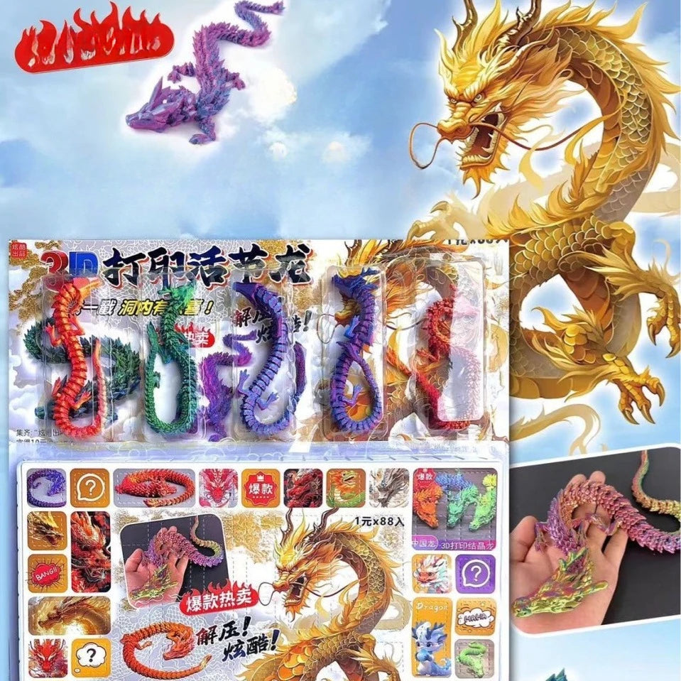 3D Printing Chinese Dragon Landscaping Ornaments Handicrafts Joints Movable Creative Figure Decoration Children's Gift Toys Oasis Select