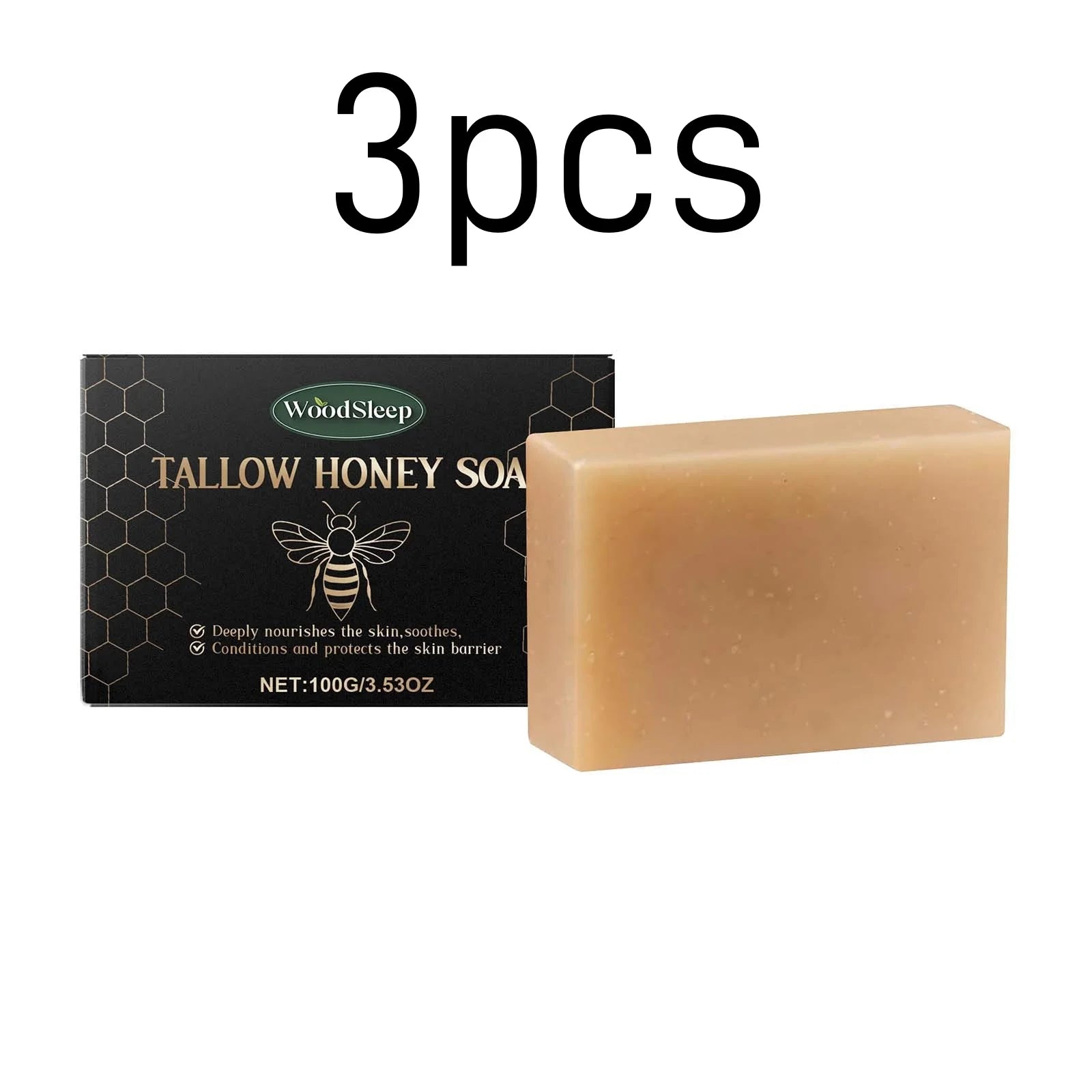 Woodsleep Tallow Honey Soap – Nourishing Moisturizing Bar Handmade Soap Bar Oasis Select 3pcs