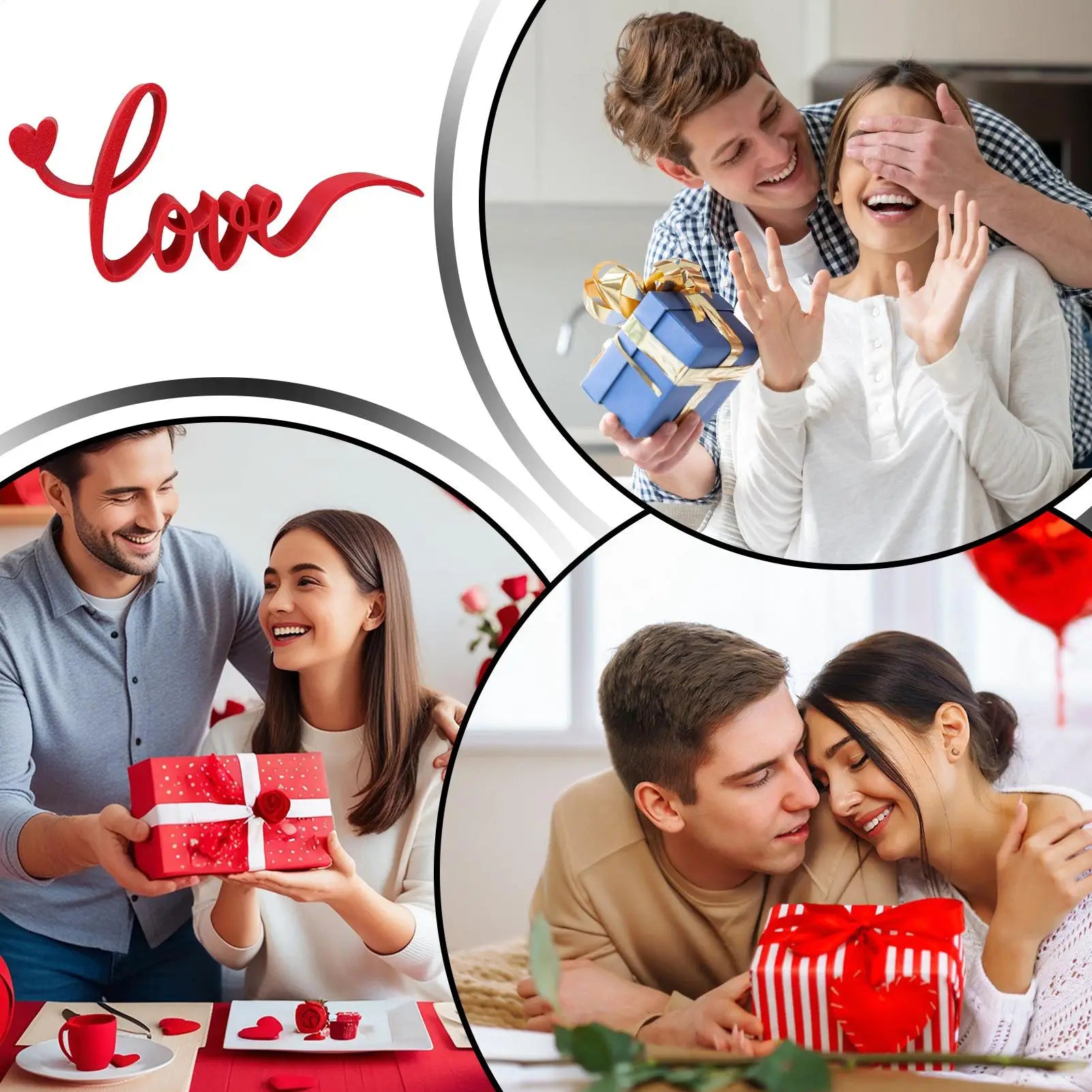 Red LOVE Letters Table Ornaments Happy Valentines Day Atmosphere Decor Wedding Proposal Props Love Gift Tabletop home Decor Oasis Select