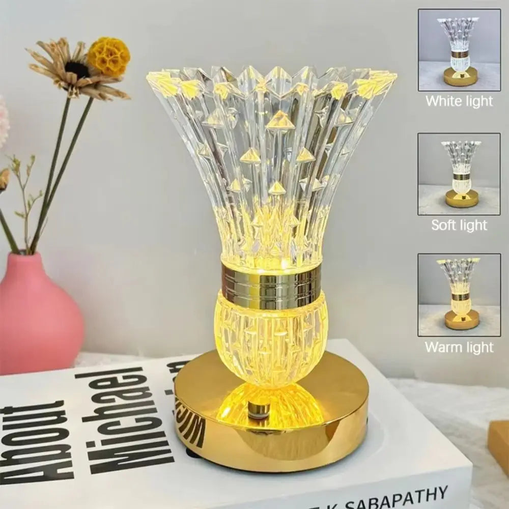 Dimmable Crystal Mushroom Table Lamp | 3-Color Touch LED Night Light LED Touch Table Lamp Oasis Select