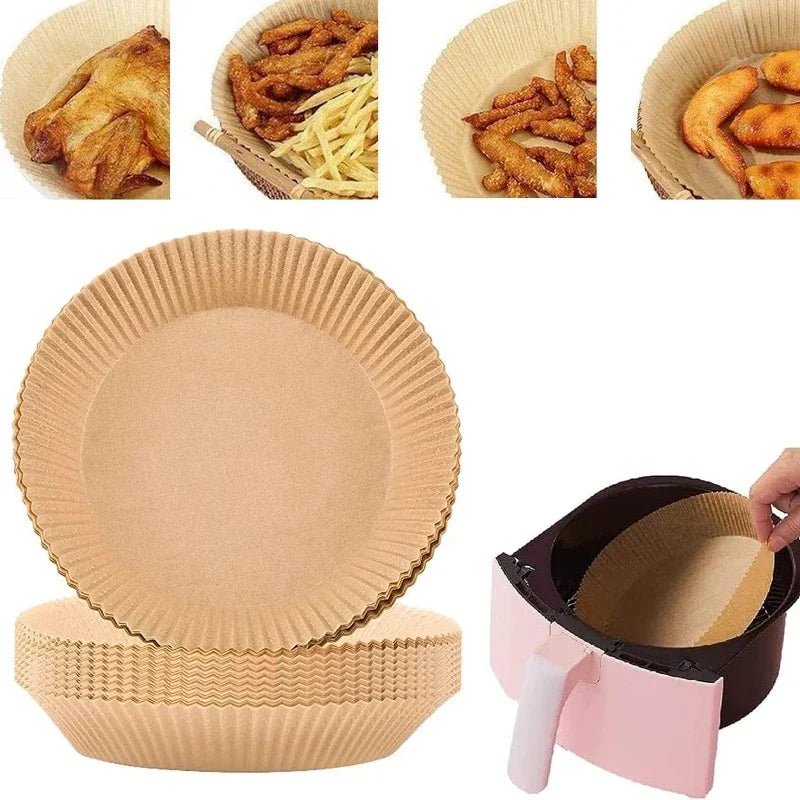 50pcs/set Disposable Air Fryer Paper Liner 20CM Oil-proof Water-proof Airfryer Disposable Cooking Paper Trays Baking Paper Oasis Select