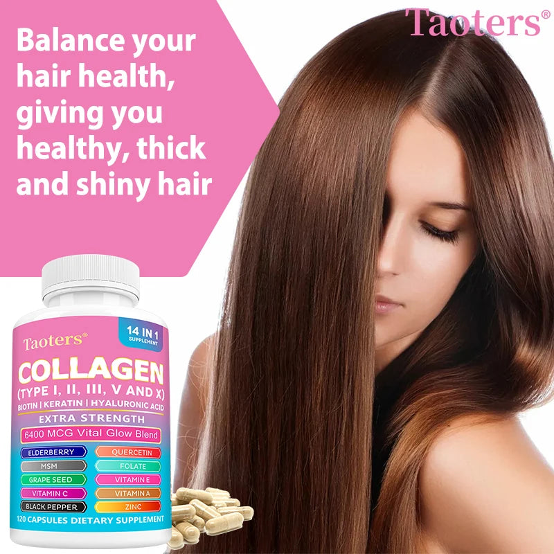 Multi Collagen Peptides Capsules – Biotin, Keratin & Hyaluronic Acid