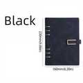 Detachable Metal Clip A5 Notebook 200 Pages 100 Sheets Loose Leaf Notebook Hardcover Leather Cover PU Hardcover Notebook Oasis Select Black without words