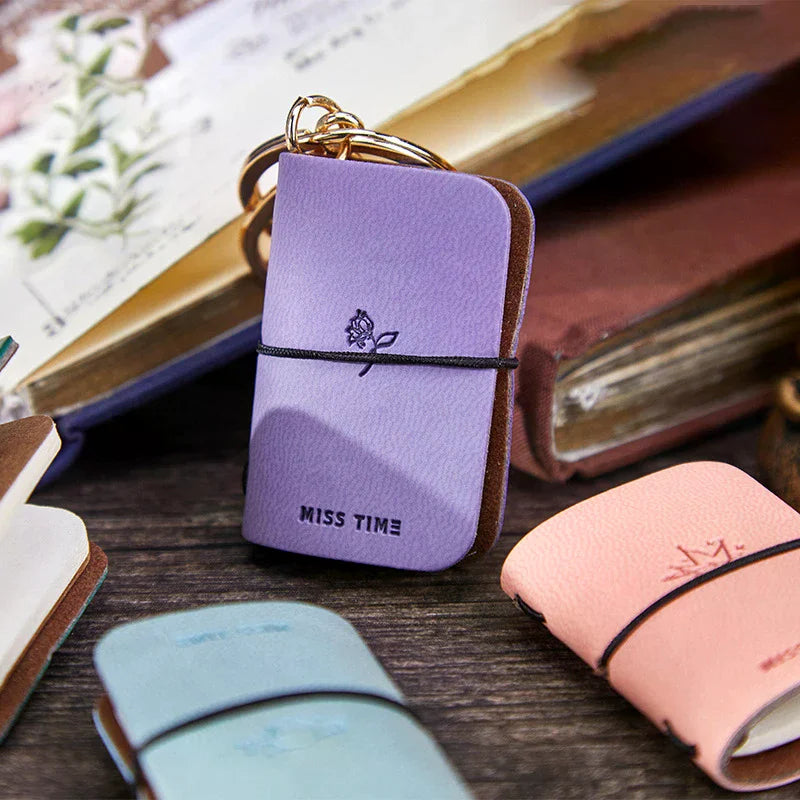 PU Keychain Soft Leather Mini Portable Diary Backpack Charm Notebook Literary Style Storage Accessory Oasis Select